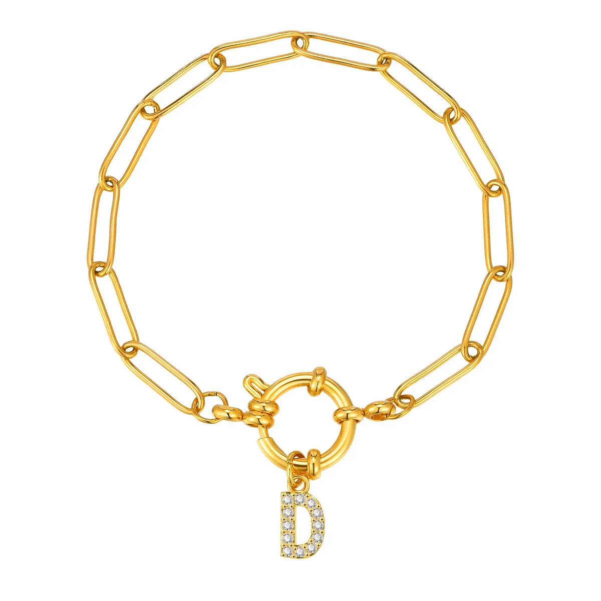 Pulsera dorada con inicial - letra 