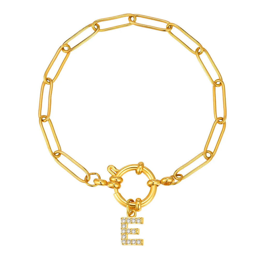 Pulsera dorada con inicial - letra 