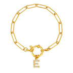 Pulsera dorada con inicial - letra 
