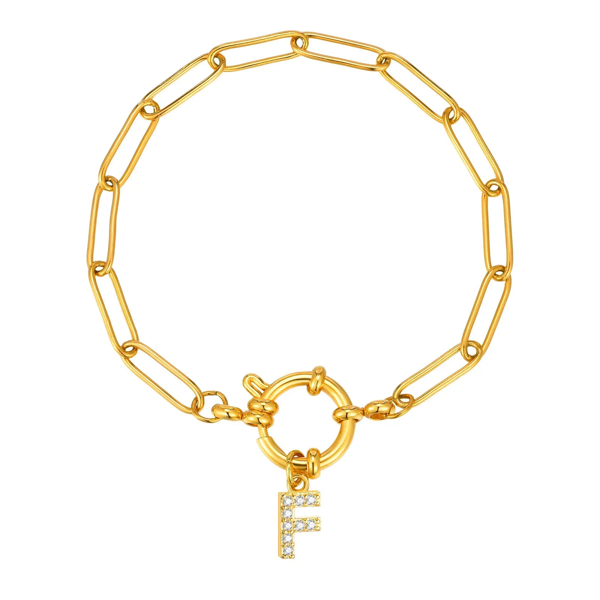 Pulsera dorada con inicial - letra 