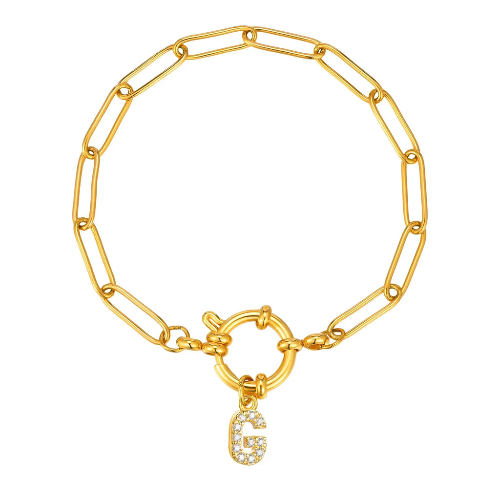 Pulsera dorada con inicial - letra 