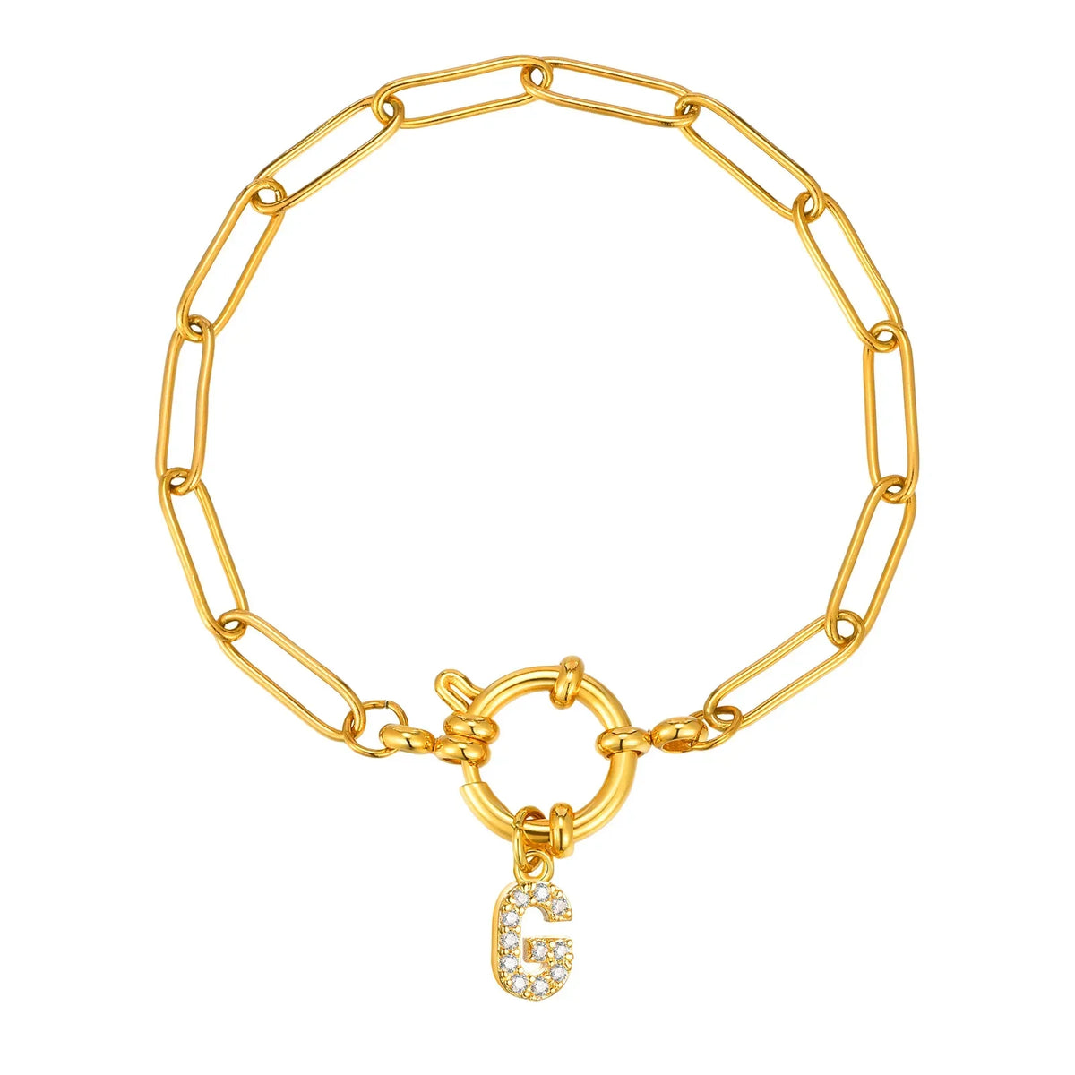 Pulsera dorada con inicial - letra 