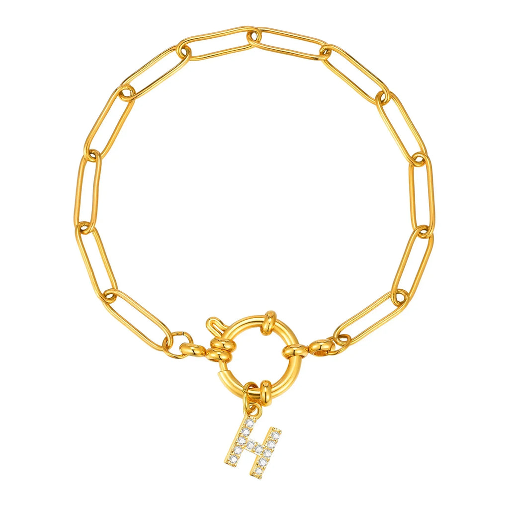 Pulsera dorada con inicial - letra 