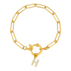 Pulsera dorada con inicial - letra 