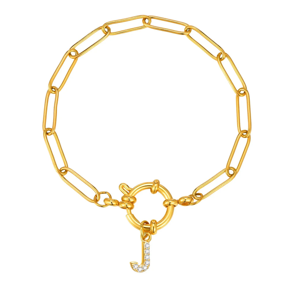 Pulsera dorada con inicial - letra 