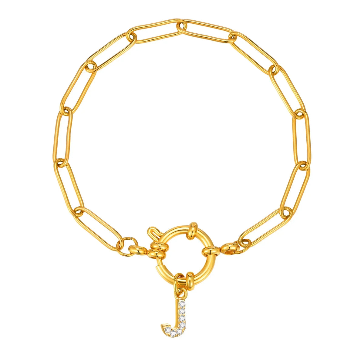 Pulsera dorada con inicial - letra 