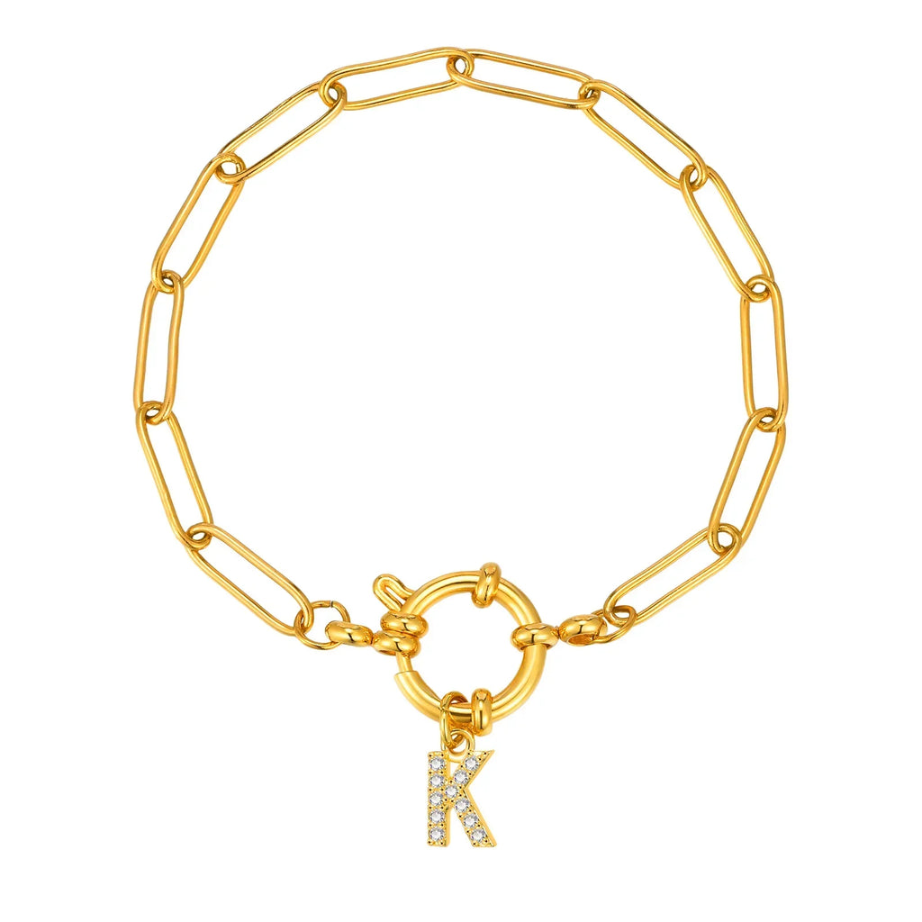 Pulsera dorada con inicial - letra 
