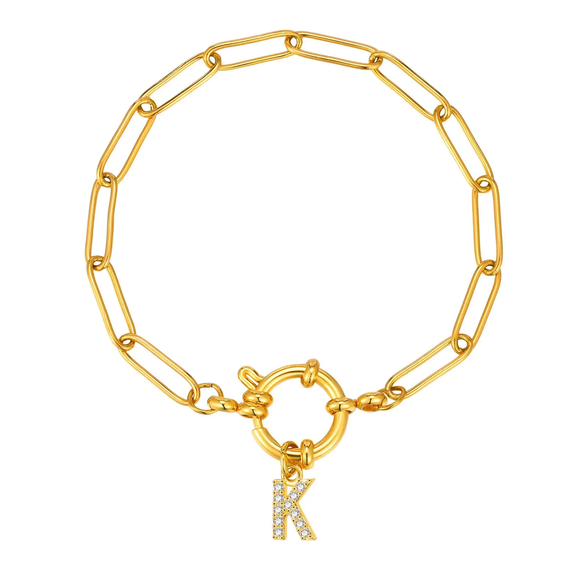 Pulsera dorada con inicial - letra 