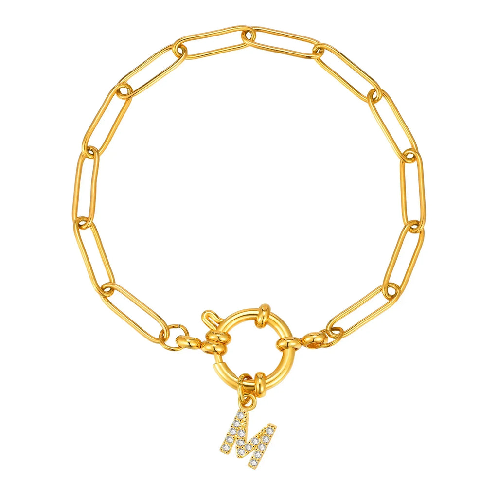 Pulsera dorada con inicial - letra 