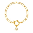 Pulsera dorada con inicial - letra 