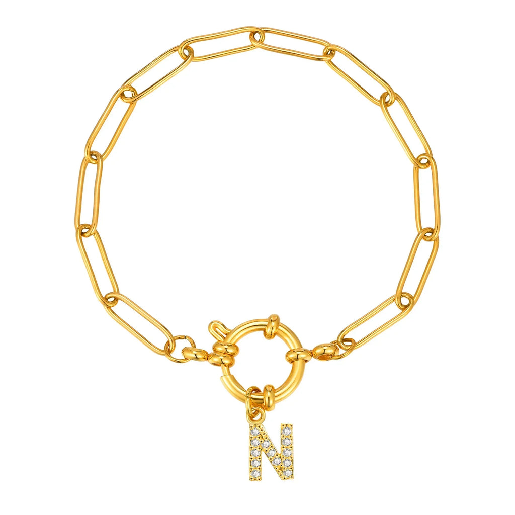 Pulsera dorada con inicial - letra 
