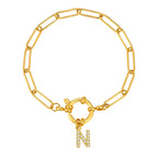 Pulsera dorada con inicial - letra 