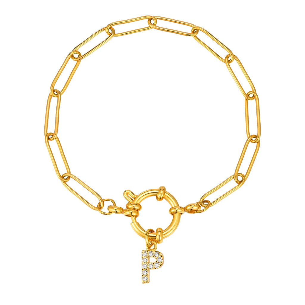 Pulsera dorada con inicial - letra 