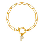 Pulsera dorada con inicial - letra 