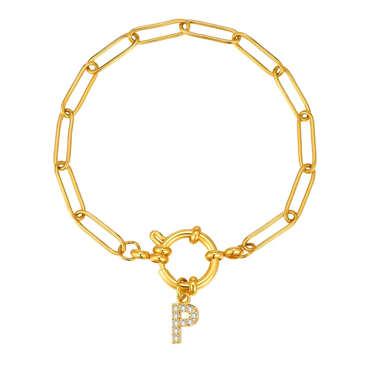 Pulsera dorada con inicial - letra 