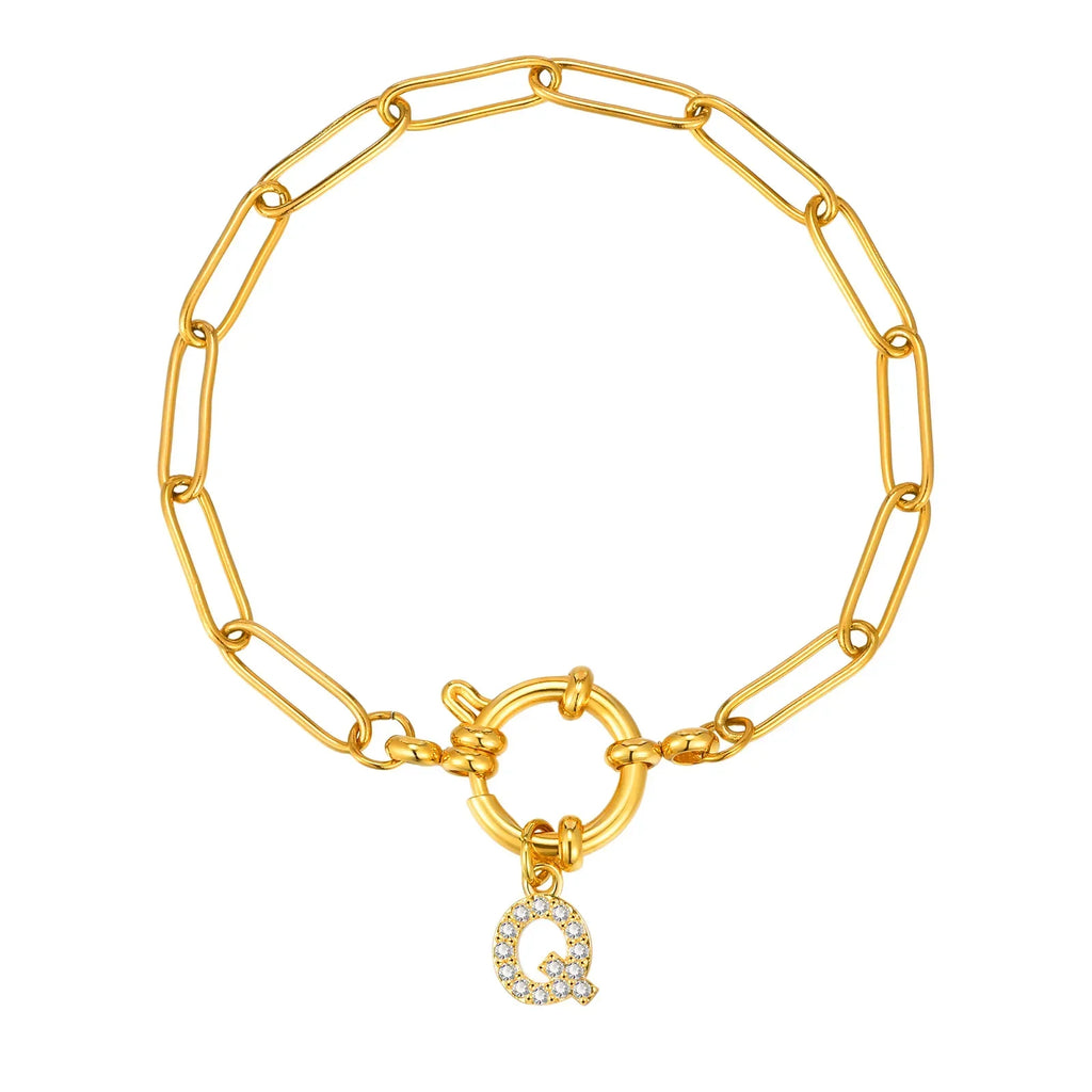 Pulsera dorada con inicial - letra 
