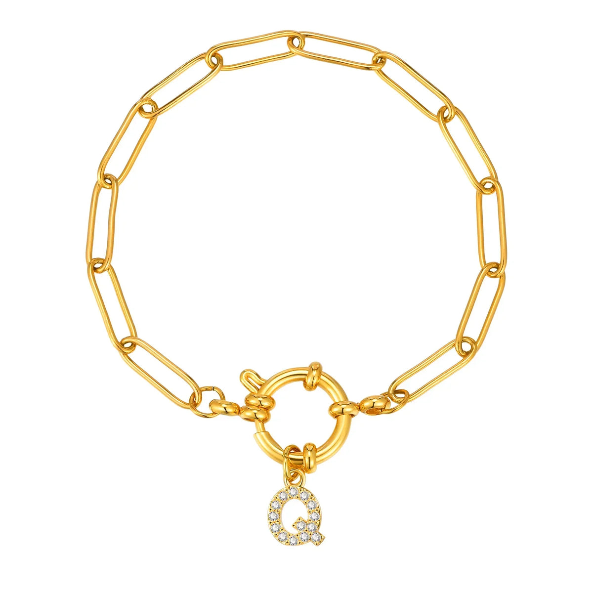 Pulsera dorada con inicial - letra 