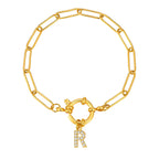 Pulsera dorada con inicial - letra 