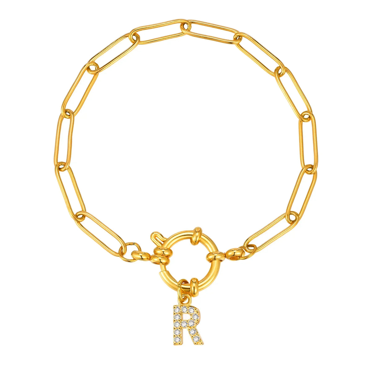 Pulsera dorada con inicial - letra 
