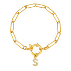 Pulsera dorada con inicial - letra 