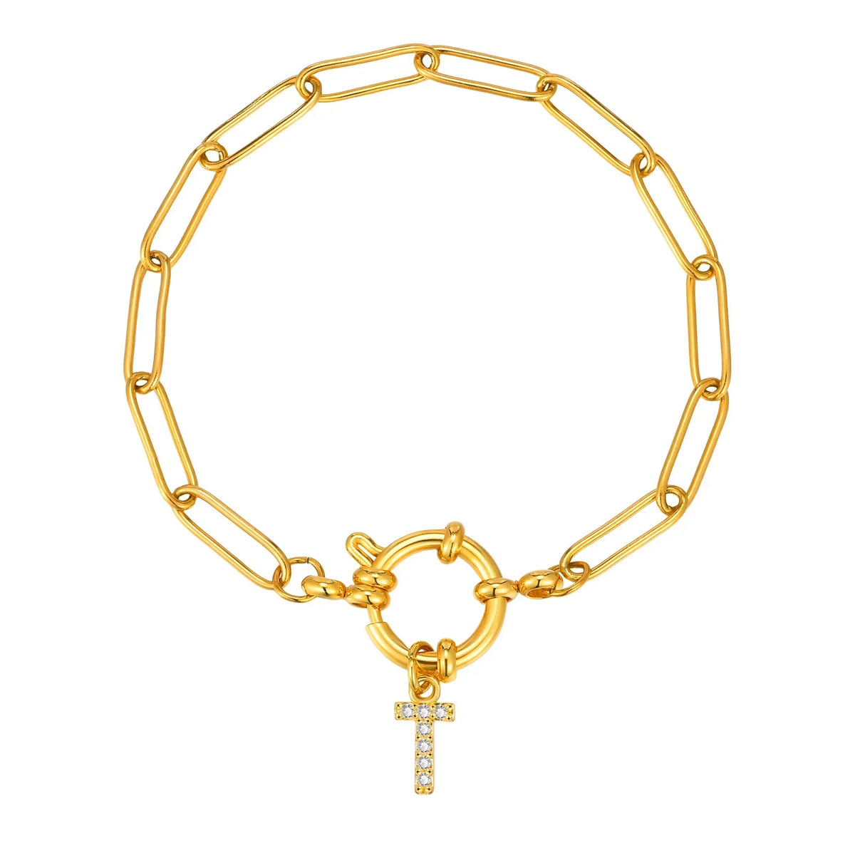 Pulsera dorada con inicial - letra 