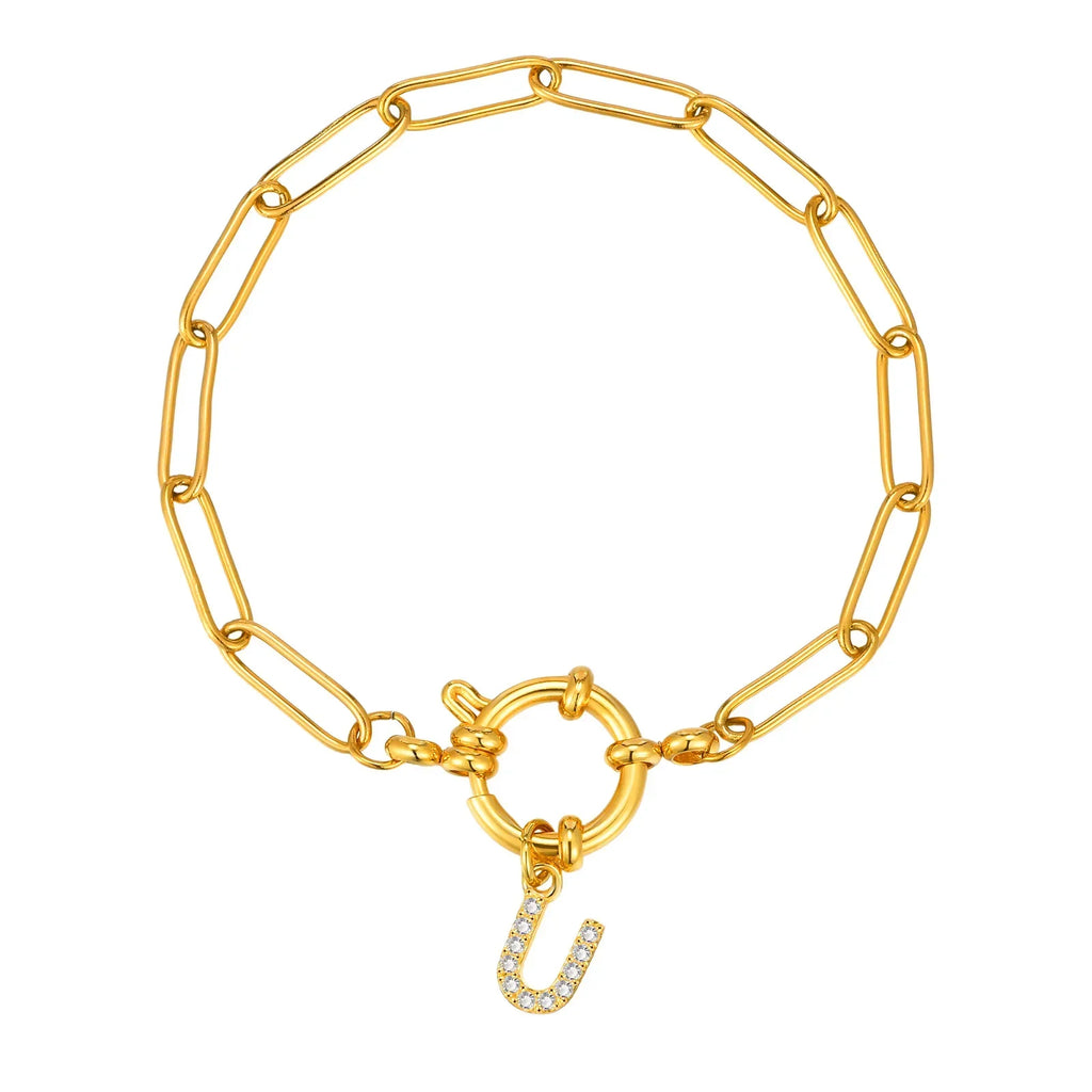Pulsera dorada con inicial - letra 