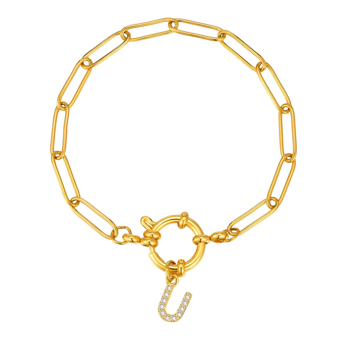 Pulsera dorada con inicial - letra 