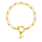 Pulsera dorada con inicial - letra 