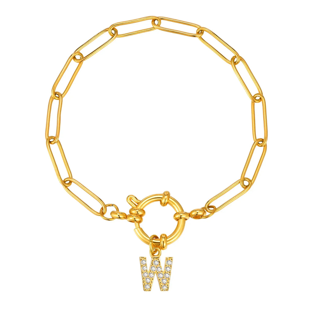 Pulsera dorada con inicial - letra 