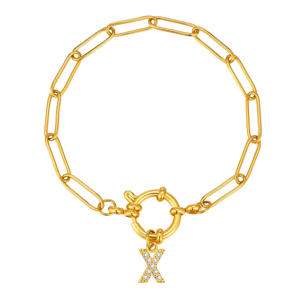 Pulsera dorada con inicial - letra 