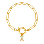 Pulsera dorada con inicial - letra 