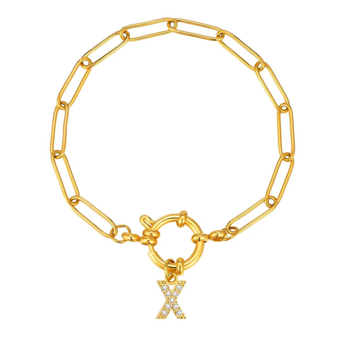 Pulsera dorada con inicial - letra 