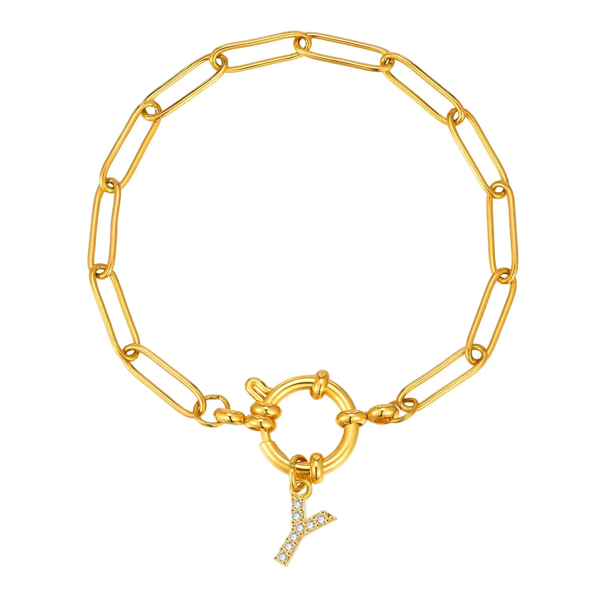 Pulsera dorada con inicial - letra 