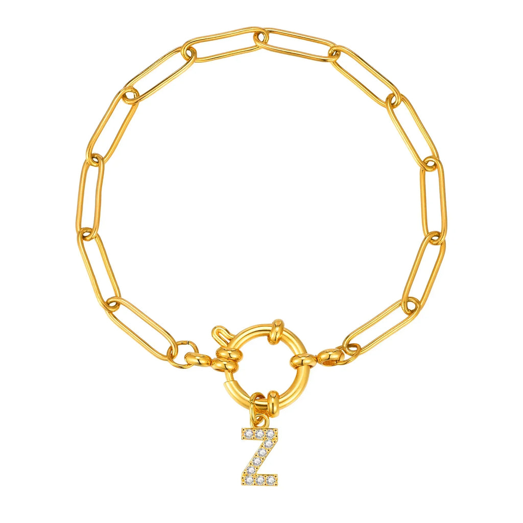Pulsera dorada con inicial - letra 
