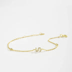 Bracelet avec initiale en strass or 