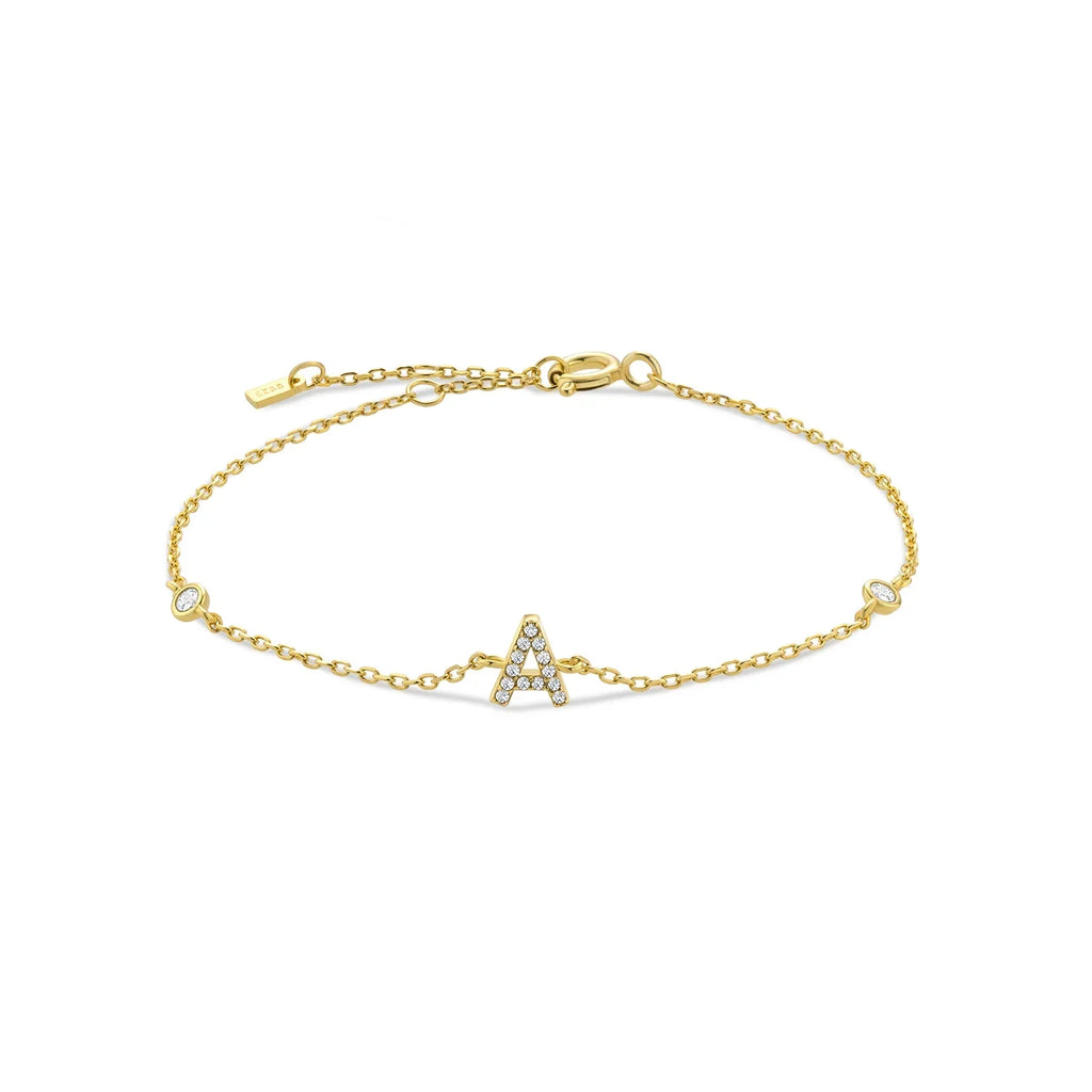 Rhinestone initial letter bracelet