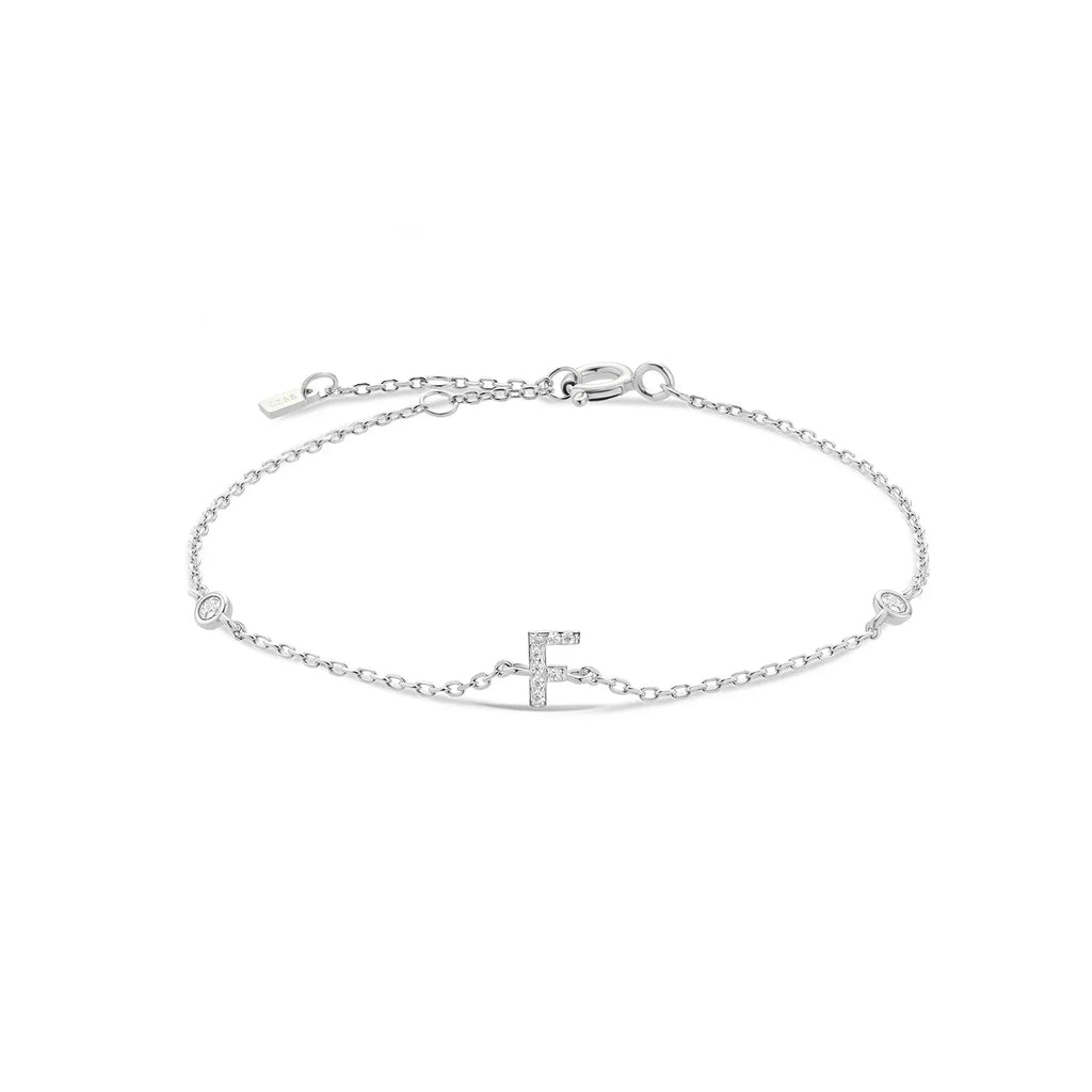 Rhinestone initial letter bracelet