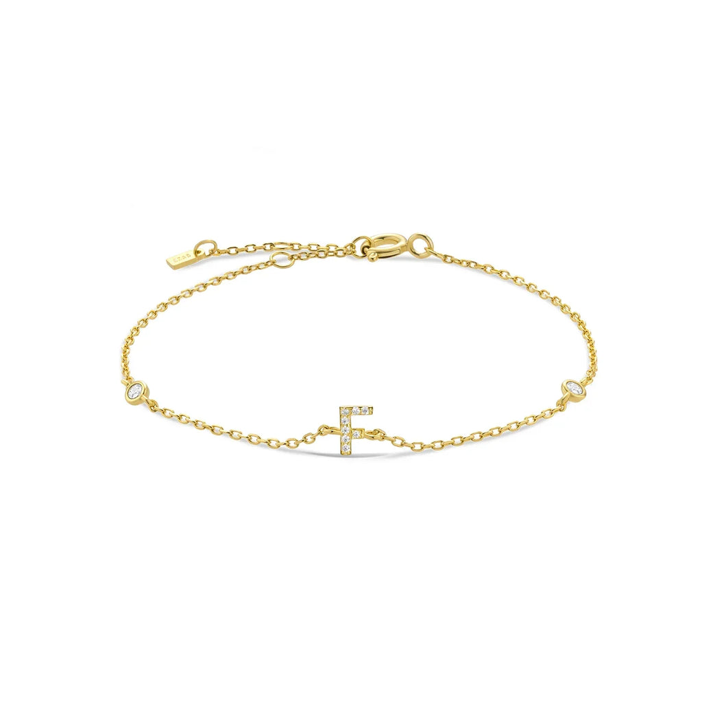 Bracelet avec initiale en strass or f