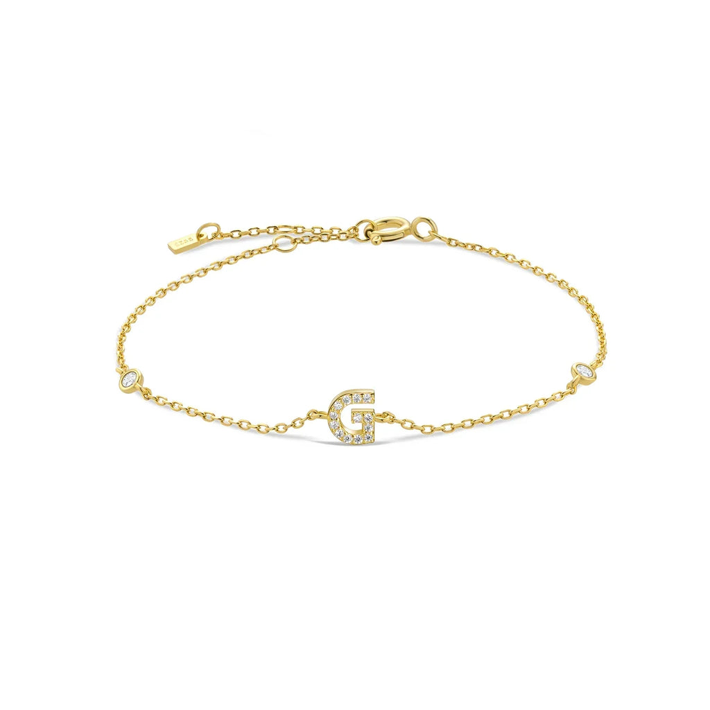Rhinestone initial letter bracelet