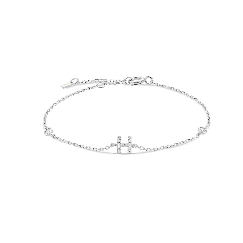 Rhinestone initial letter bracelet