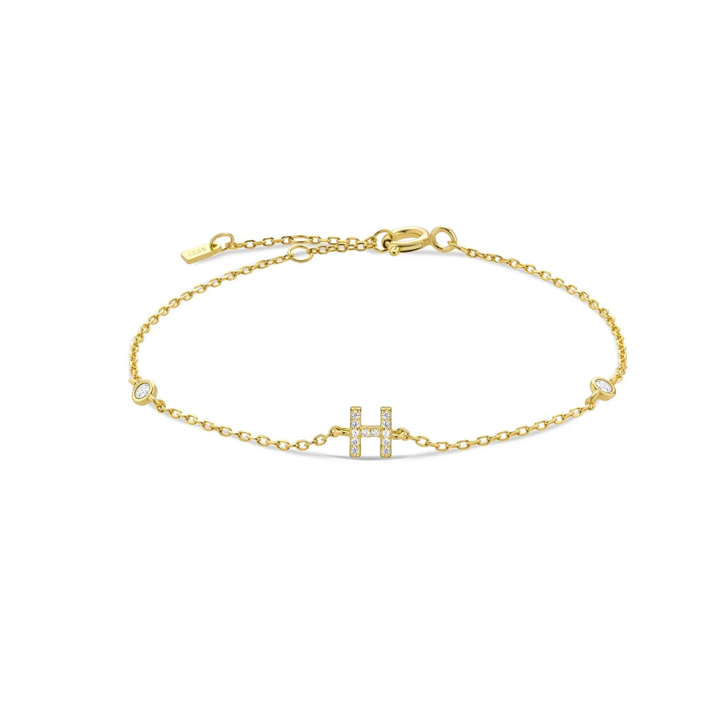 Rhinestone initial letter bracelet