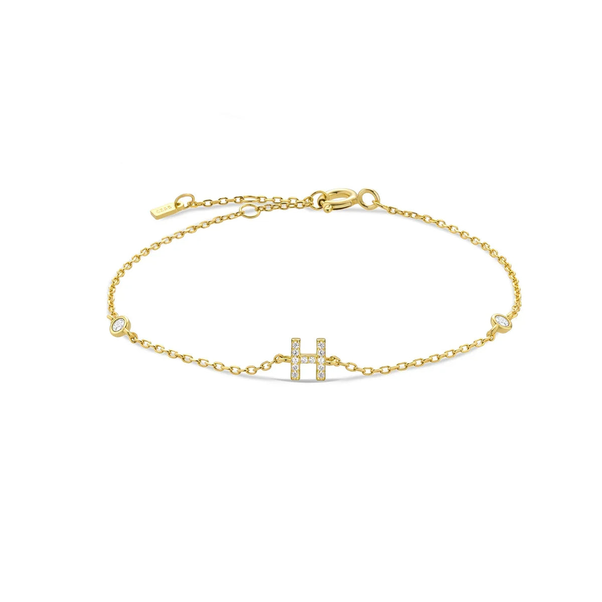 Rhinestone initial letter bracelet