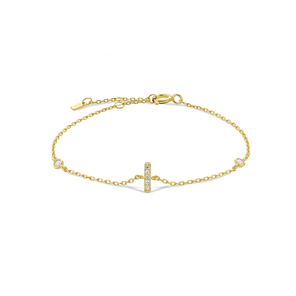 Rhinestone initial letter bracelet