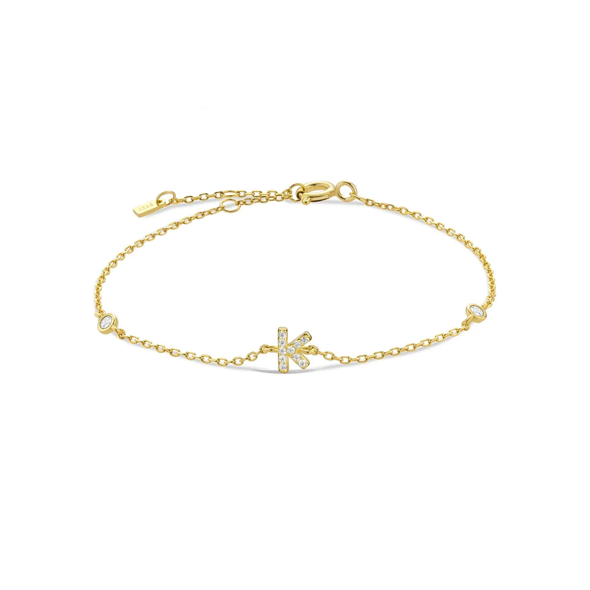 Rhinestone initial letter bracelet