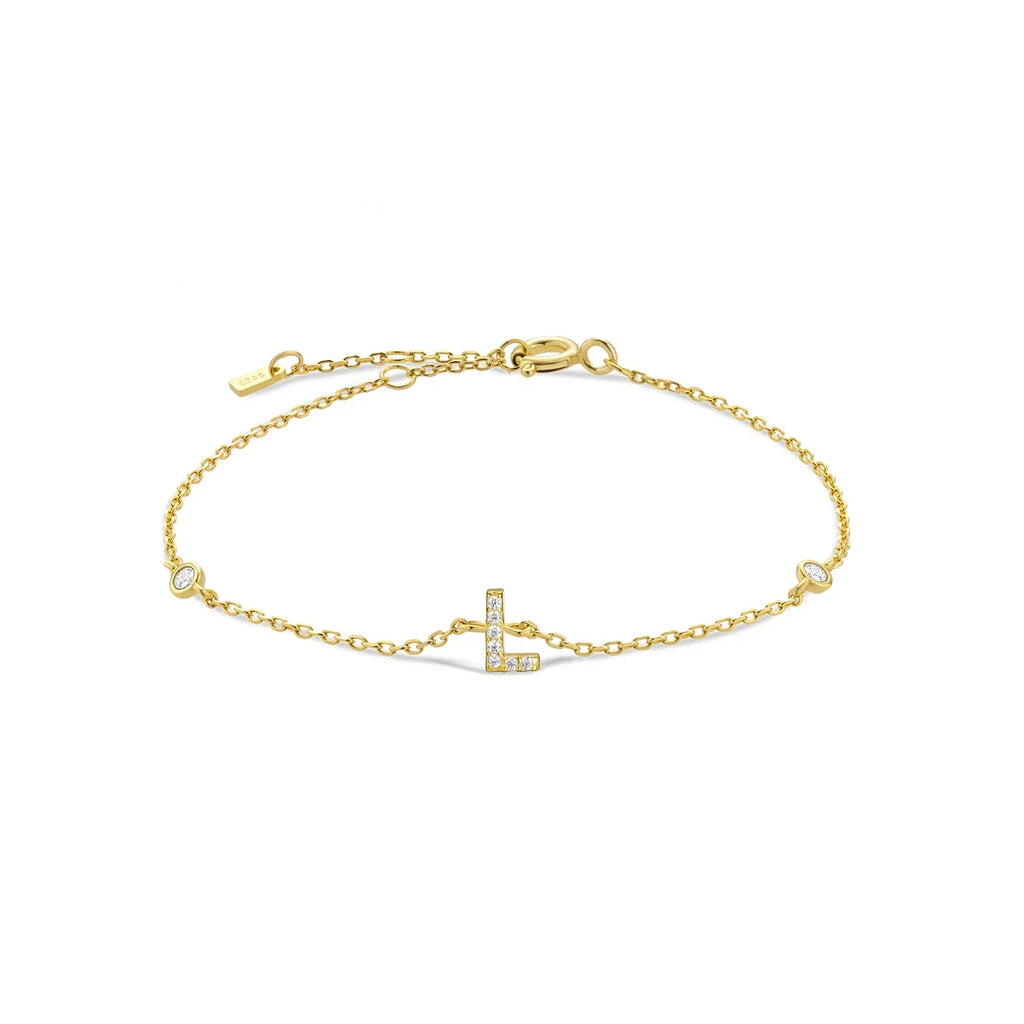Rhinestone initial letter bracelet