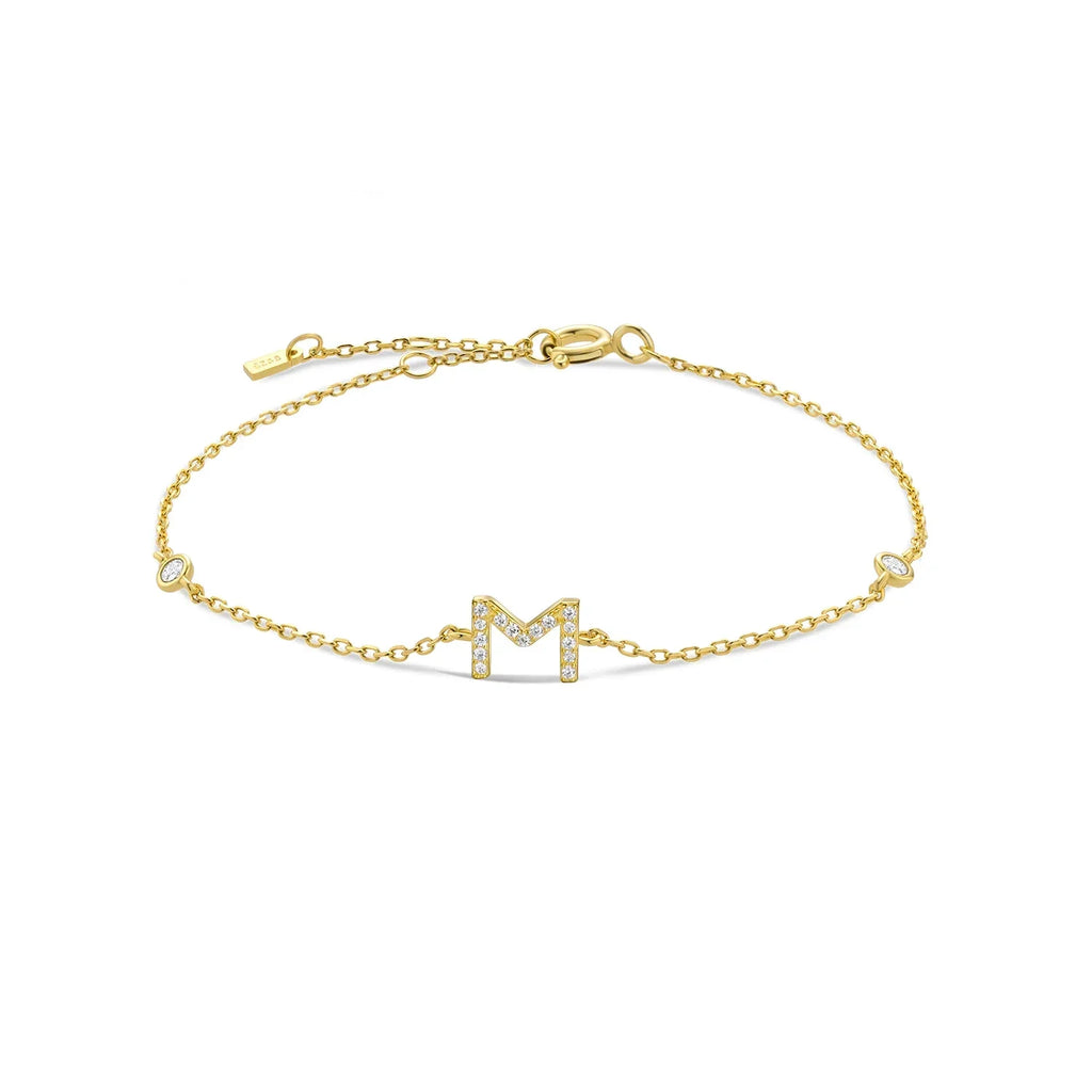 Rhinestone initial letter bracelet