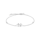 Bracelet avec initiale en strass argent n