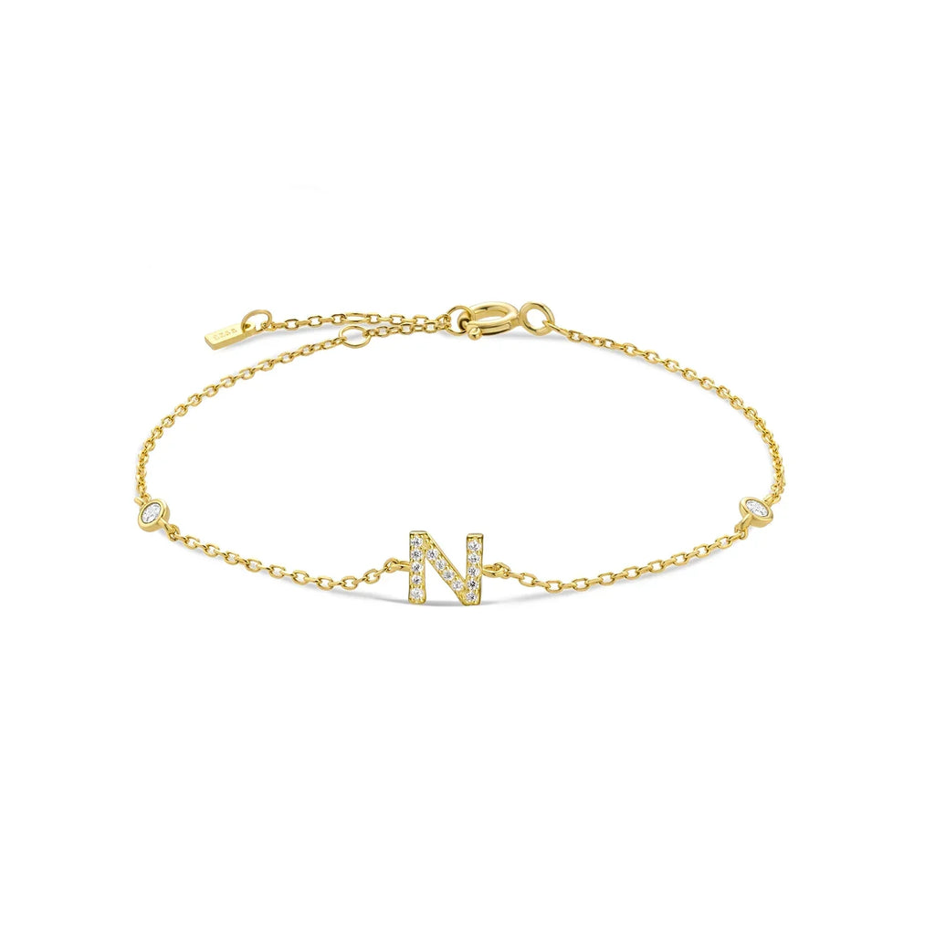 Bracelet avec initiale en strass or n