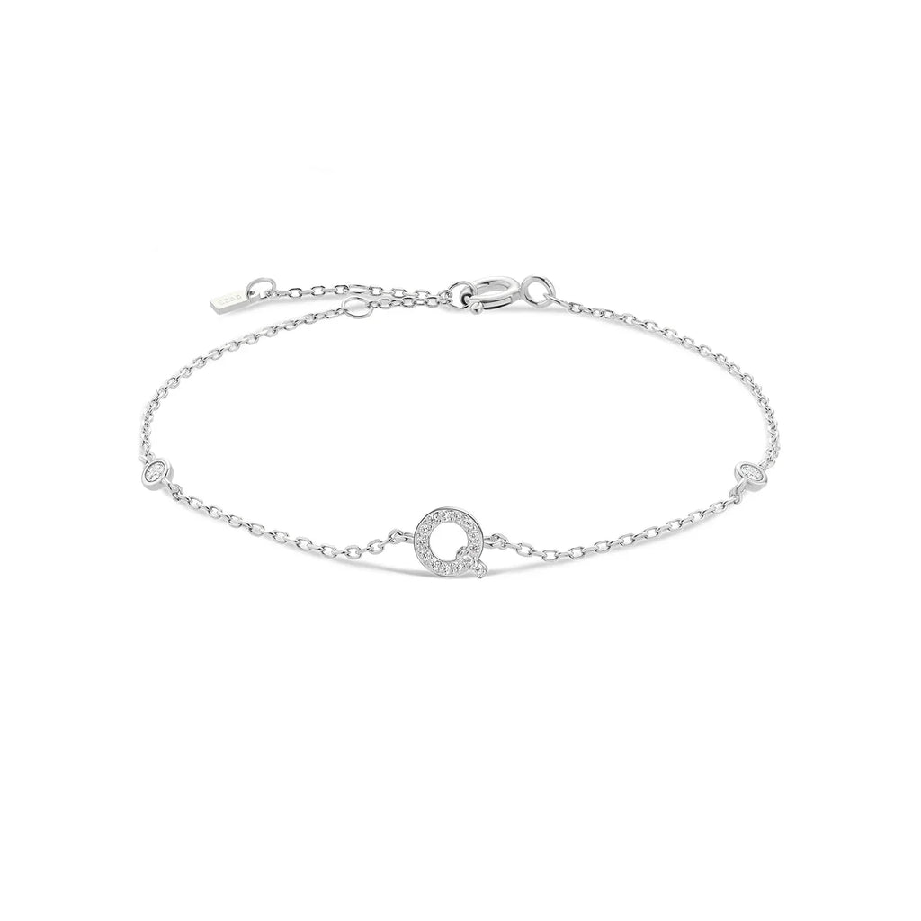 Rhinestone initial letter bracelet
