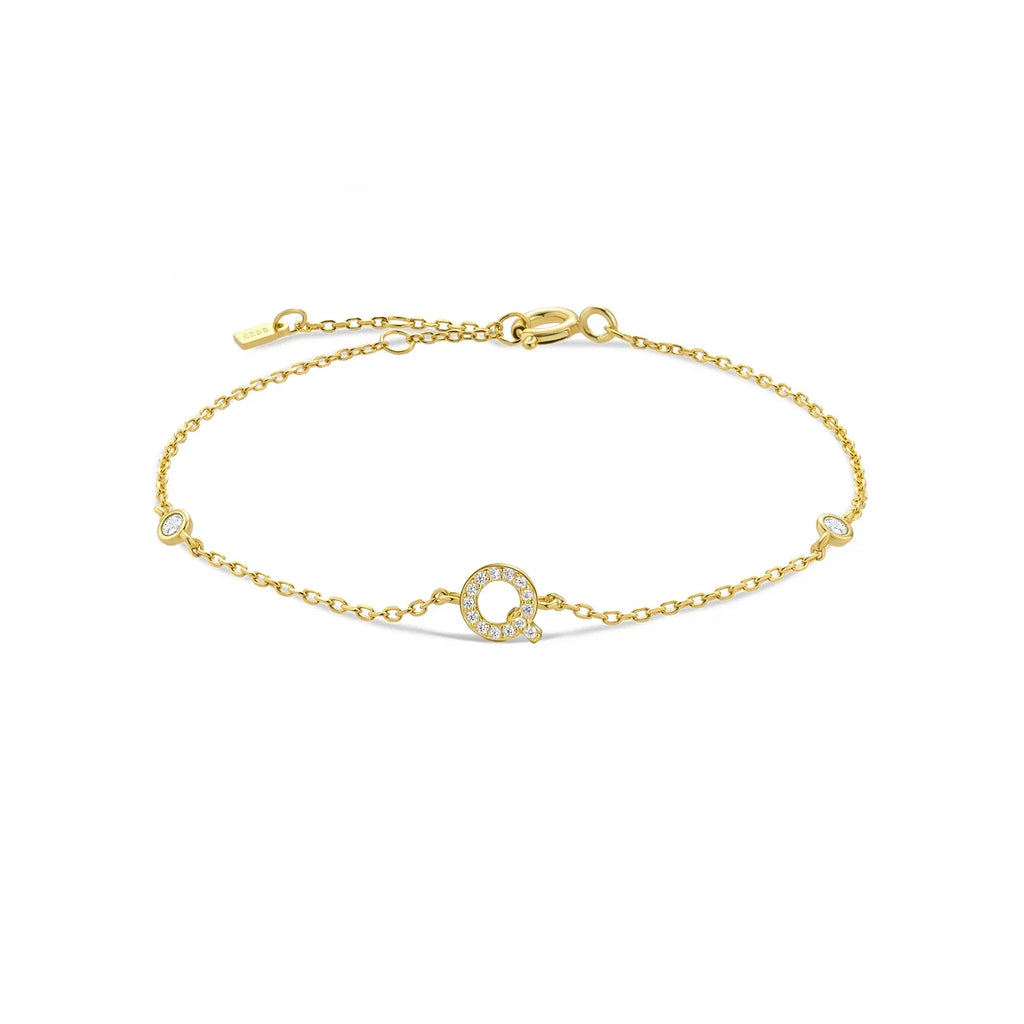 Rhinestone initial letter bracelet